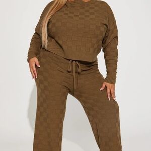 Brown Sweater Pants Set